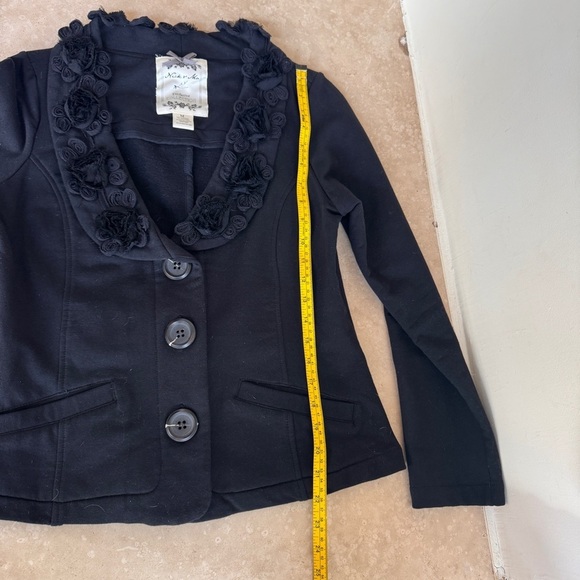 Nick and Mo Anthropologie Black V Neck Long Sleeve Knit Jacket Womens Size M - Picture 9 of 13